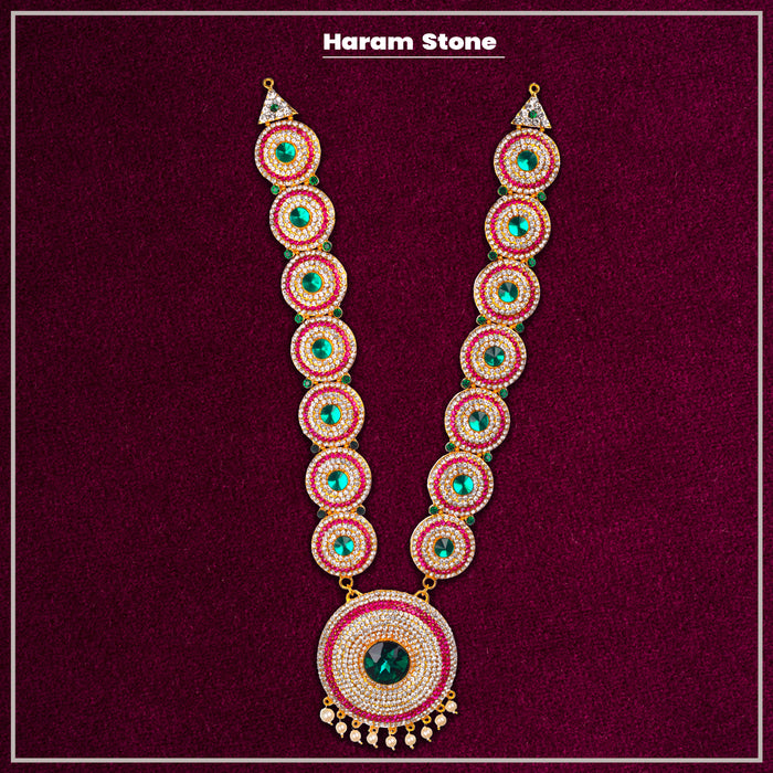 Stone Haram - 16 x 3.5 Inches | Haram/ Multicolour Stone Jewelry/ Stone Jewellery for Deity