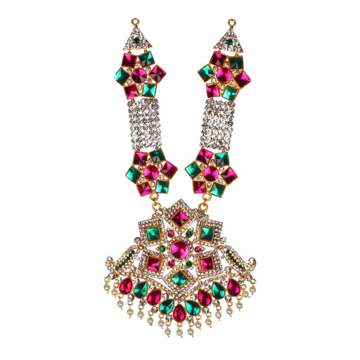 Stone Necklace - 10 x 4.5 Inches | Necklace/ Multicolour Stone Jewelry/ Jewellery for Deity - Neck & Body Accessories