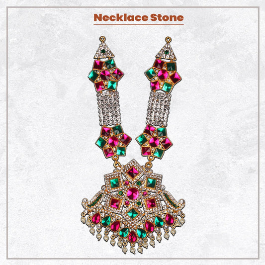 Stone Necklace - 10 x 4.5 Inches | Necklace/ Multicolour Stone Jewelry/ Jewellery for Deity - Neck & Body Accessories