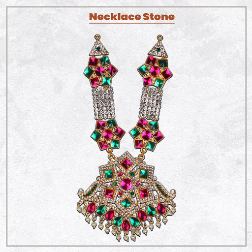Stone Necklace - 10 x 4.5 Inches | Necklace/ Multicolour Stone Jewelry/ Jewellery for Deity - Neck & Body Accessories