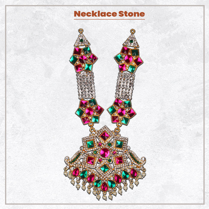 Stone Necklace - 10 x 4.5 Inches | Necklace/ Multicolour Stone Jewelry/ Jewellery for Deity