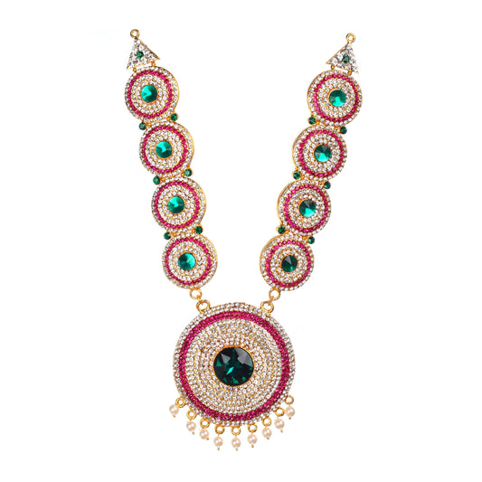 Stone Necklace - 11 x 3.5 Inches | Necklace/ Multicolour Stone Jewelry/ Jewellery for Deity - Neck & Body Accessories