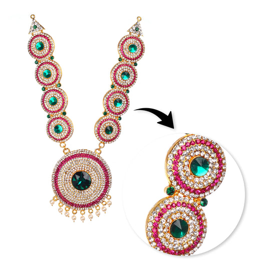 Stone Necklace - 11 x 3.5 Inches | Necklace/ Multicolour Stone Jewelry/ Jewellery for Deity - Neck & Body Accessories