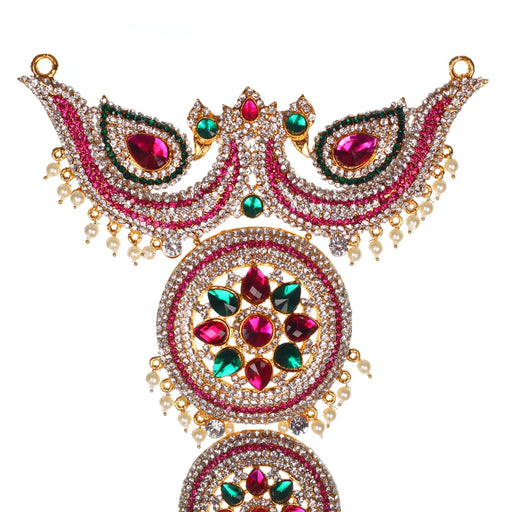 Stone Necklace - 12 x 8 Inches | Multicolour Stone Jewelry/ Jewellery for Deity - Neck & Body Accessories