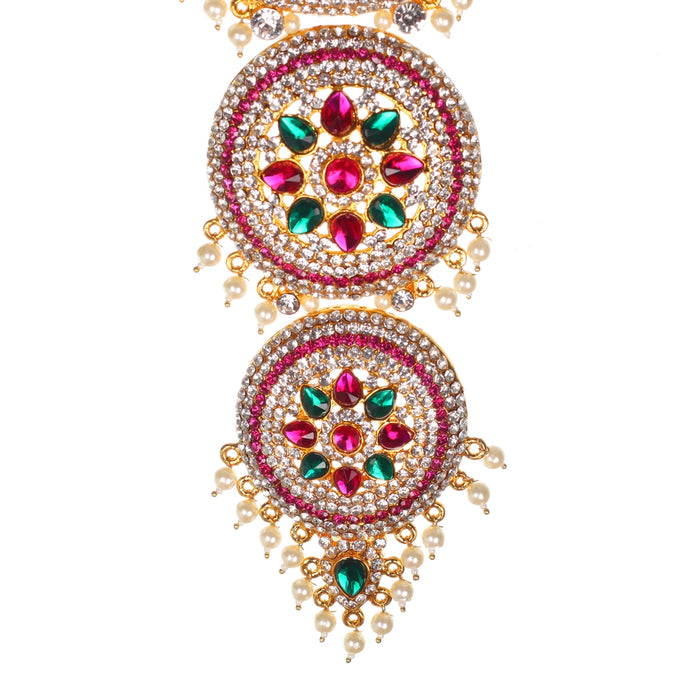 Stone Necklace - 12 x 8 Inches | Multicolour Stone Jewelry/ Jewellery for Deity - Neck & Body Accessories