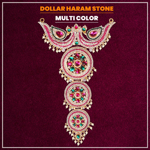 Stone Necklace - 12 x 8 Inches | Multicolour Stone Jewelry/ Jewellery for Deity - Neck & Body Accessories