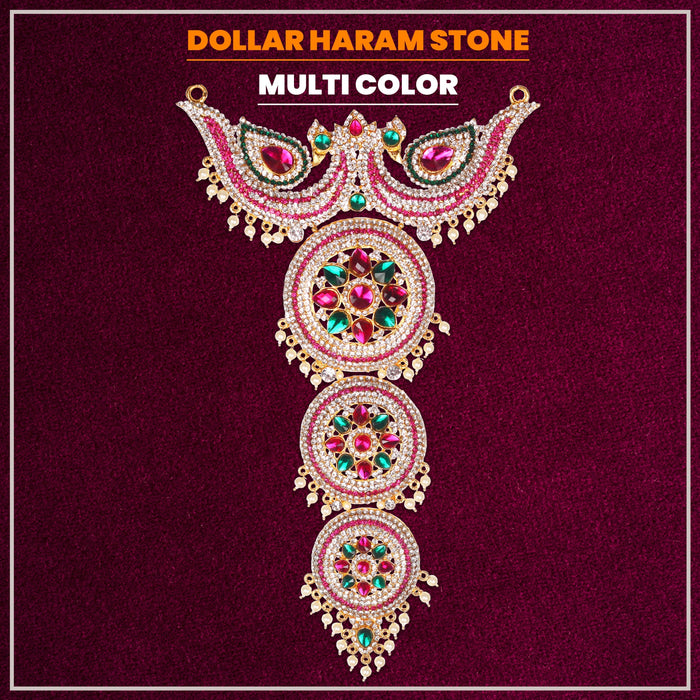 Stone Necklace - 12 x 8 Inches | Multicolour Stone Jewelry/ Jewellery for Deity