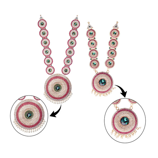 Stone Haram & Stone Necklace Set - 22 x 8 Inches | Multicolour Stone Jewelry/ Jewellery for Deity - Neck & Body Accessories