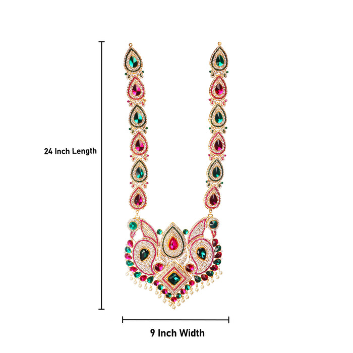 Haram - 24 Inches | Multicolour Stone Jewelry/ Stone Haram/ Stone Jewellery for Deity