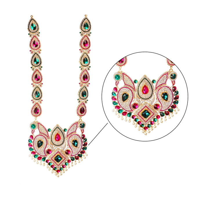 Haram - 24 Inches | Multicolour Stone Jewelry/ Stone Haram/ Stone Jewellery for Deity - Neck & Body Accessories