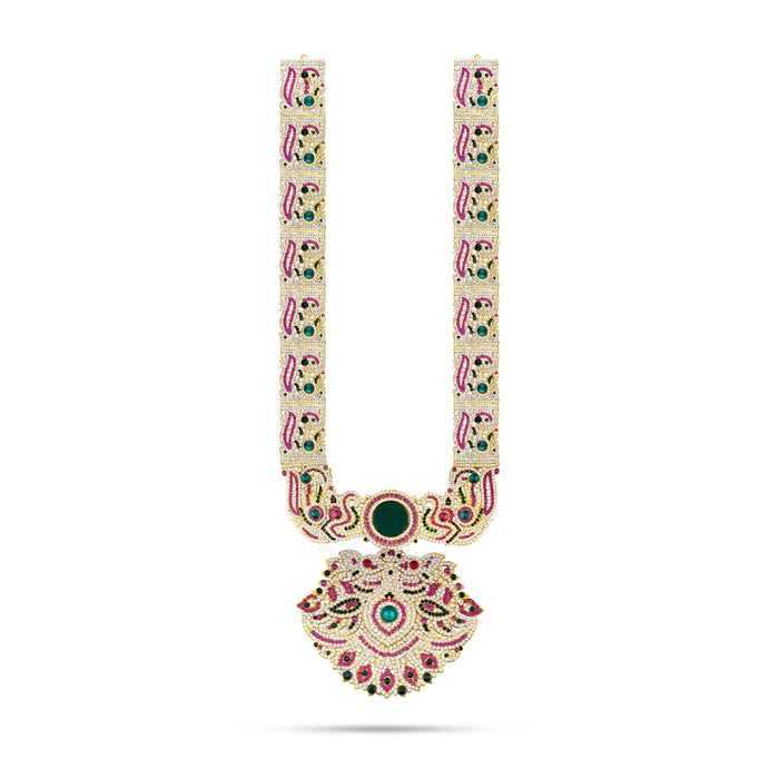 Stone Haram - 27 X 7.5 Inches | Artificial Jewellery/ Multicolour Stone Temple Jewelry For Deity Decoration - Neck & Body Accessories