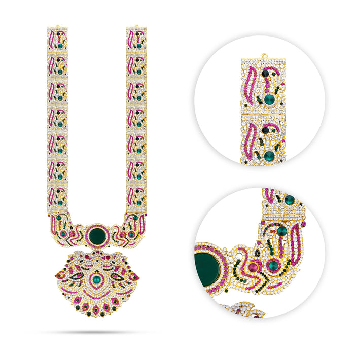 Stone Haram - 27 X 7.5 Inches | Artificial Jewellery/ Multicolour Stone Temple Jewelry For Deity Decoration - Neck & Body Accessories