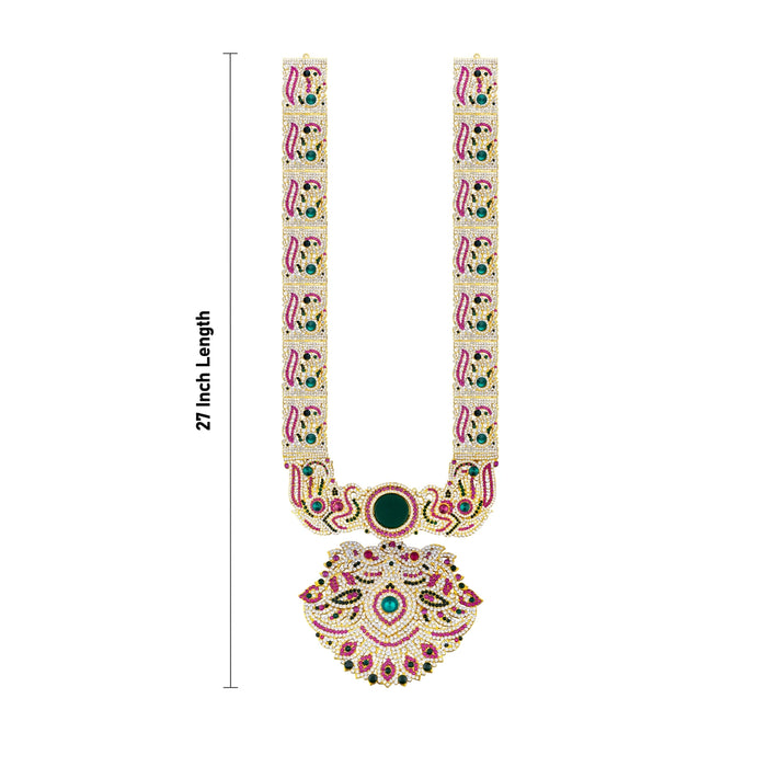 Stone Haram - 27 X 7.5 Inches | Artificial Jewellery/ Multicolour Stone Temple Jewelry For Deity Decoration - Neck & Body Accessories
