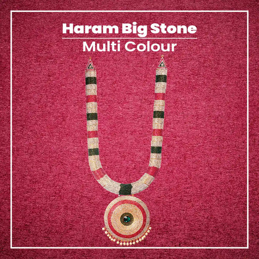 Haram - 27 Inches | Multicolour Stone Jewelry/ Stone Haram/ Stone Jewellery for Deity - Neck & Body Accessories
