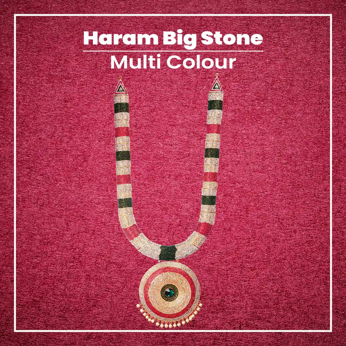 Haram - 27 Inches | Multicolour Stone Jewelry/ Stone Haram/ Stone Jewellery for Deity - Neck & Body Accessories