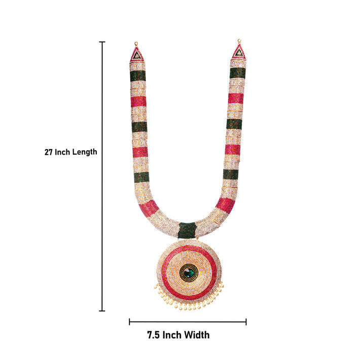 Haram - 27 Inches | Multicolour Stone Jewelry/ Stone Haram/ Stone Jewellery for Deity
