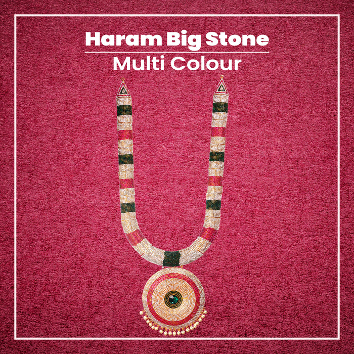 Haram - 27 Inches | Multicolour Stone Jewelry/ Stone Haram/ Stone Jewellery for Deity