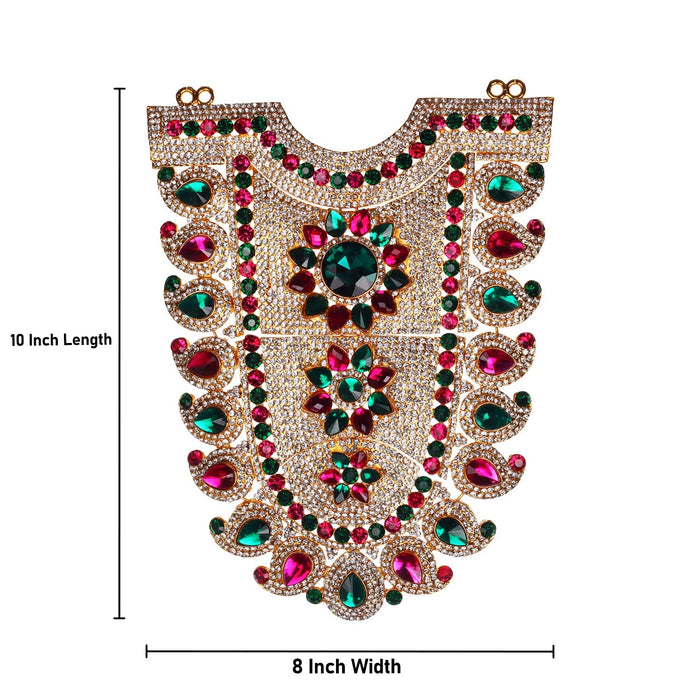 Stone Necklace - 10 x 8 Inches | Multicolour Stone Jewelry/ Jewellery for Deity