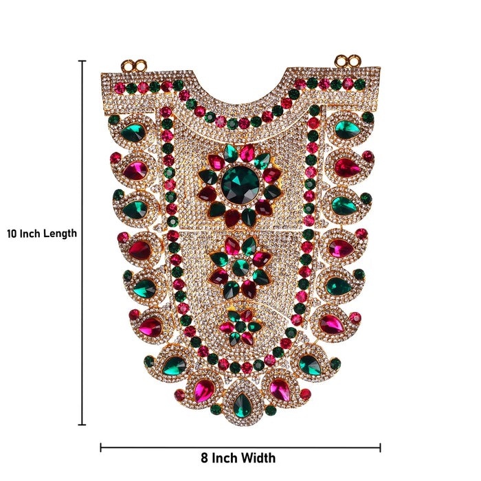 Stone Necklace - 10 x 8 Inches | Multicolour Stone Jewelry/ Jewellery for Deity - Neck & Body Accessories