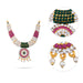 Stone Necklace & Stone Haram Pair - 7 X 4 Inches | Multicolour Stone Jewellery/ Artificial Jewelry For Deity - Neck & Body Accessories