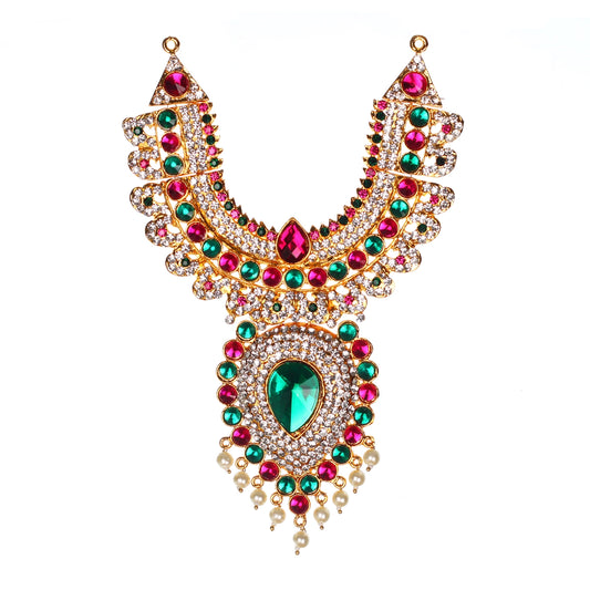 Stone Necklace - 7 x 3 Inches Mango | Necklace/ Multicolour Stone Jewelry/ Jewellery for Deity - Neck & Body Accessories
