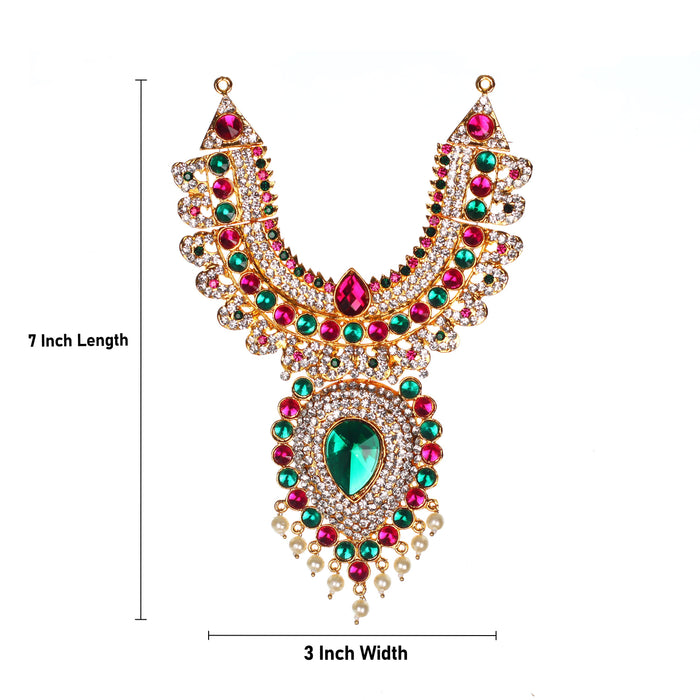 Stone Necklace - 7 x 3 Inches Mango | Necklace/ Multicolour Stone Jewelry/ Jewellery for Deity