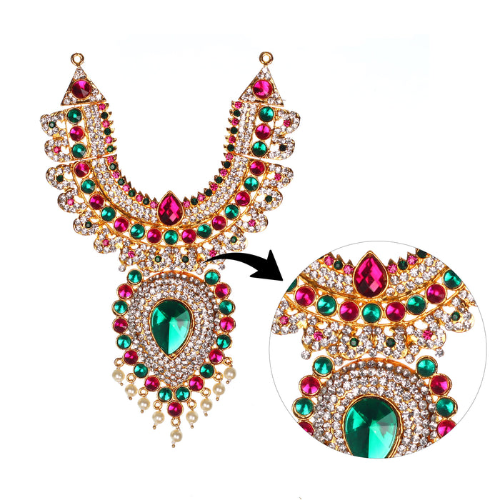 Stone Necklace - 7 x 3 Inches Mango | Necklace/ Multicolour Stone Jewelry/ Jewellery for Deity