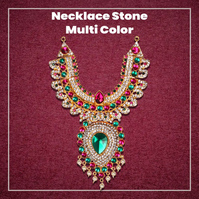 Stone Necklace - 7 x 3 Inches Mango | Necklace/ Multicolour Stone Jewelry/ Jewellery for Deity - Neck & Body Accessories