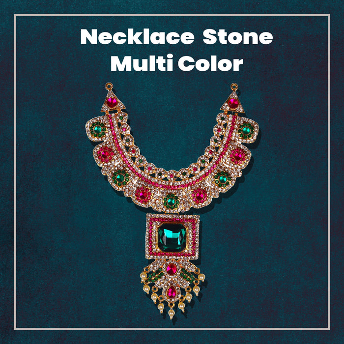 Stone Necklace - 7 x 3 Inches | Necklace/ Multicolour Stone Jewelry/ Jewellery for Deity