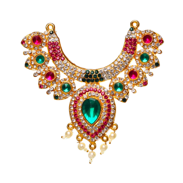 Stone Necklace - 3.5 x 2.5 Inches | Multicolour Stone Jewelry/ Multicolour Jewellery for Deity
