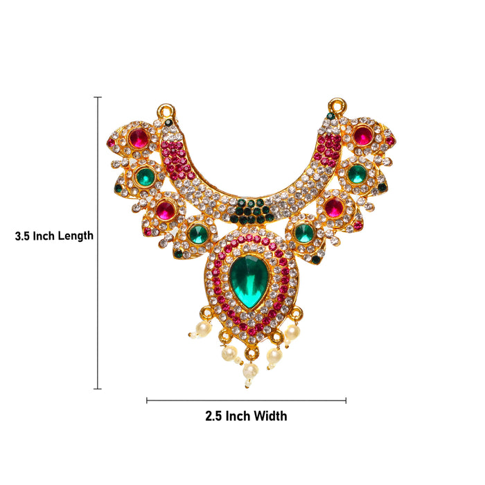 Stone Necklace - 3.5 x 2.5 Inches | Multicolour Stone Jewelry/ Multicolour Jewellery for Deity