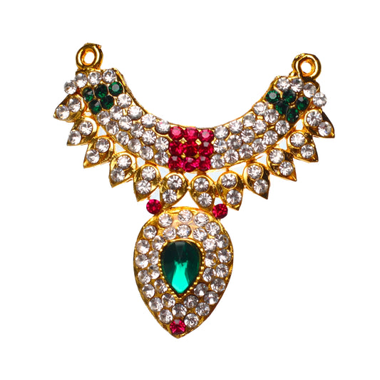 Stone Necklace - 3 x 2 Inches | Multicolour Stone Jewelry/ Multicolour Jewellery for Deity - Neck & Body Accessories