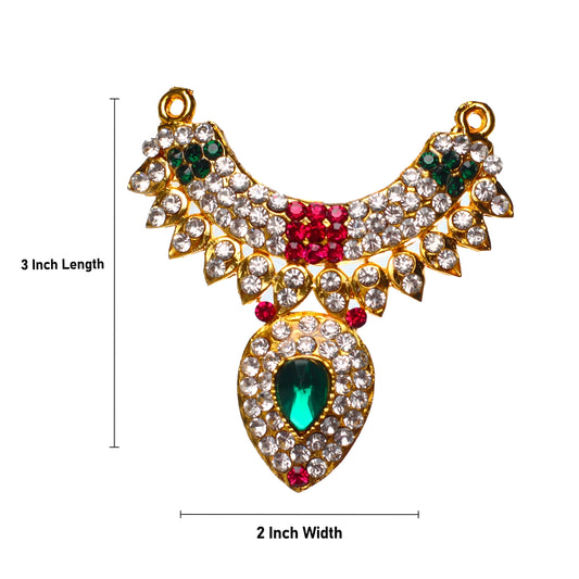 Stone Necklace - 3 x 2 Inches | Multicolour Stone Jewelry/ Multicolour Jewellery for Deity - Neck & Body Accessories