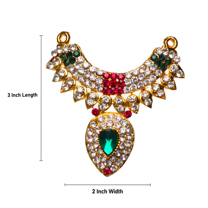 Stone Necklace - 3 x 2 Inches | Multicolour Stone Jewelry/ Multicolour Jewellery for Deity