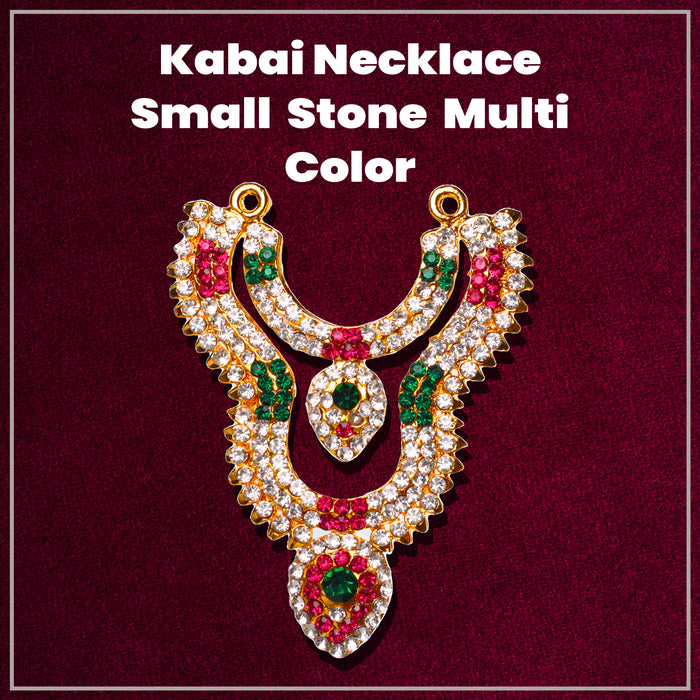 Stone Necklace - 3 x 2.5 Inches | 2 Line Necklace/ Multicolour Stone Jewelry/ Jewellery for Deity