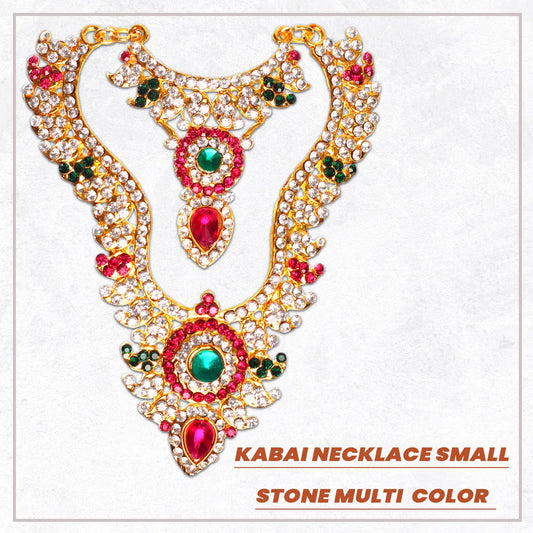Stone Haram and Necklace Set - 5 x 3 Inch Mango | Haram and Necklace Set/ Multicolour Stone Jewelry/ Jewellery for Deity - Neck & Body Accessories