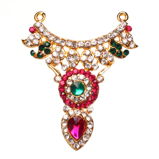 Stone Necklace Small - 2.5 x 1.75 Inches | Multicolour Stone Jewelry/ Jewellery for Deity - Neck & Body Accessories