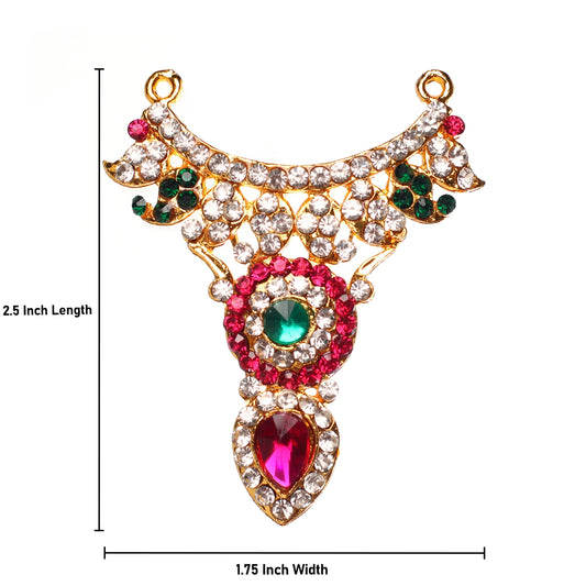 Stone Necklace Small - 2.5 x 1.75 Inches | Multicolour Stone Jewelry/ Jewellery for Deity - Neck & Body Accessories
