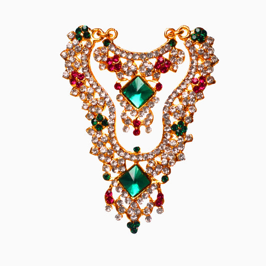 Stone Necklace - 2 x 3 Inches | 2 Line Necklace/ Multicolour Stone Jewelry/ Jewellery for Deity - Neck & Body Accessories