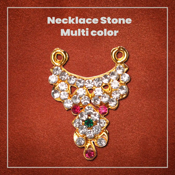 Stone Necklace - 1.5 x 1 Inches | Multicolour Stone Jewelry/ Multicolour Jewellery for Deity - Neck & Body Accessories