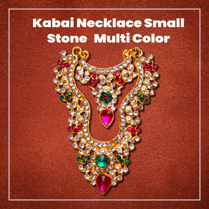 Stone Haram and Necklace Set - 3 x 2 Inches | Haram and Necklace Set/ Multicolour Stone Jewelry/ Jewellery for Deity