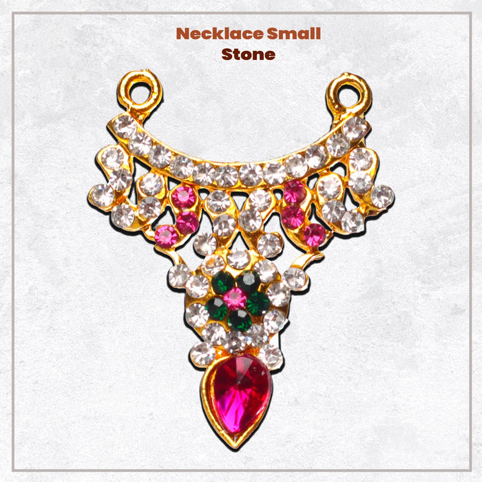 Stone Necklace - 1.5 x 1 Inches Mango | Multicolour Stone Jewelry/ Multicolour Jewellery for Deity - Neck & Body Accessories