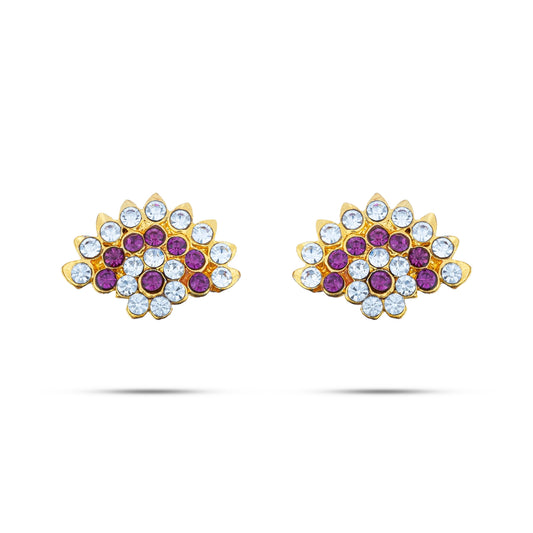 Stone Earring Pair - 0.5 x 0.75 Inches | Stud Earring/ Stone Karnapathiram for Deity - Head & Face Accessories