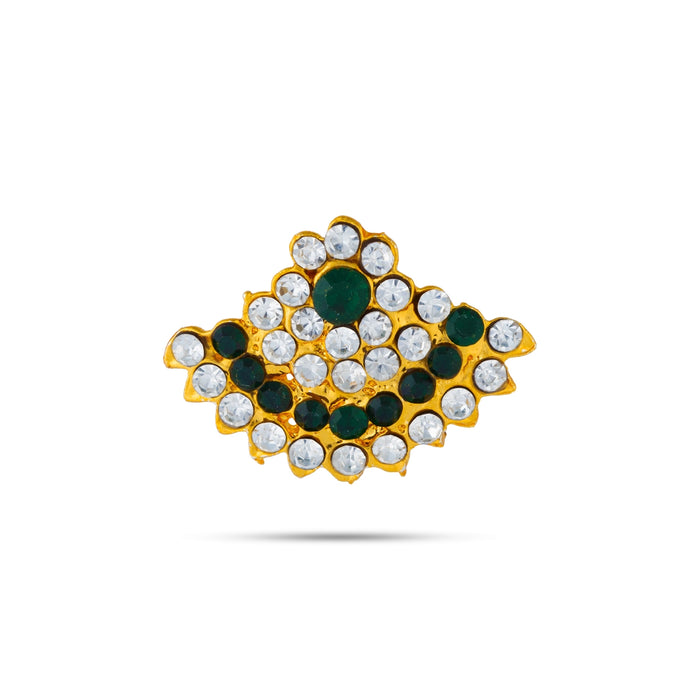 Earring Pair - 0.5 x 1 Inches | Multicolour Stone Karna Pathakam/ Gold Polish Stone Studs for Deity