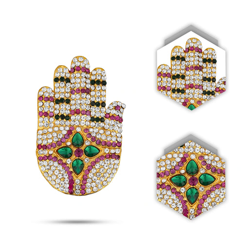 Stone Hastham Pair - 3 x 2 Inches | Stone Hand/ Multicolour Stone Jewellery for Deity/ 100 Gms Approx - Neck & Body Accessories