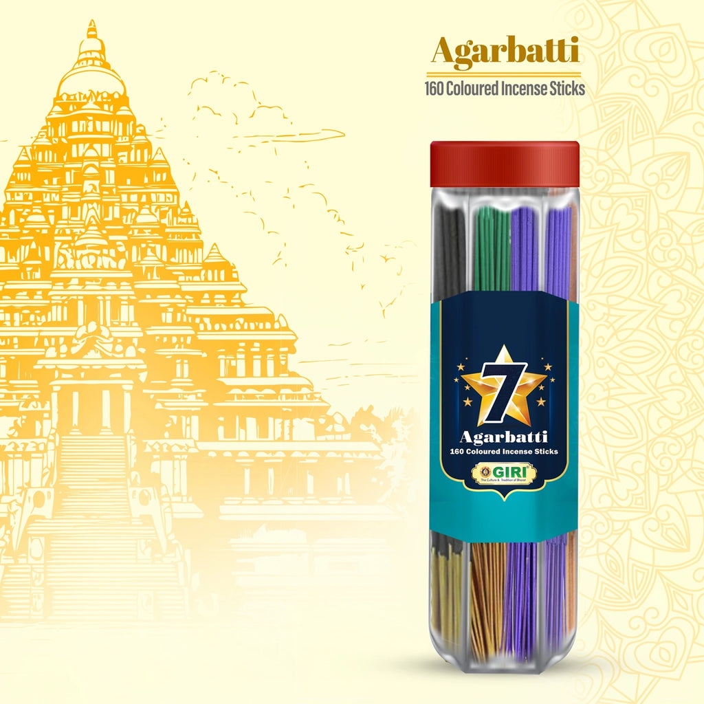 The 7 Star Incense Sticks with 7-in-1 Fragrance are a delightful set of Agarbatti that offer a unique blend of seven divine fragrances