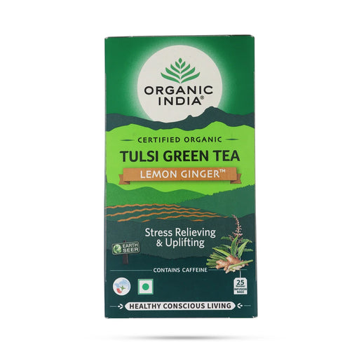 Organic India Tulsi Green Tea Lemon Ginger - 25 Pcs - Coffee & Tea