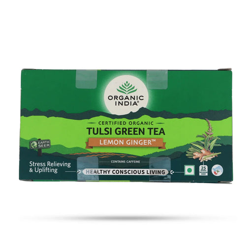 Organic India Tulsi Green Tea Lemon Ginger - 25 Pcs - Coffee & Tea
