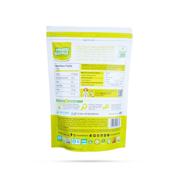 Multi Millet Curry Leaves Dosa Mix - 300 Gms | Multi Millet Dosa/ Curry Leaves Dosa/ Instant Mix - Instant Mixes
