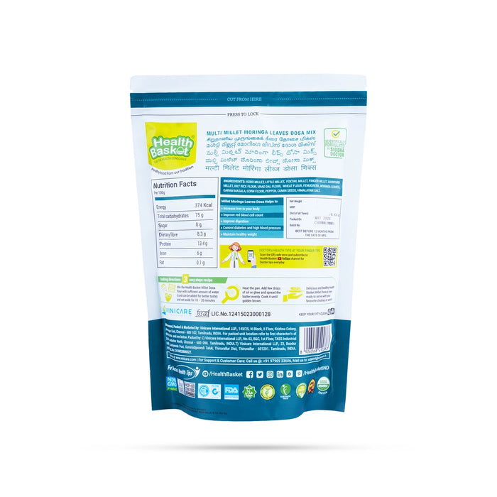 Multi Millet Moringa Leaves Dosa Mix - 300 Gms | Multi Millet Dosa/ Moringa Leaves Dosa/ Instant Mix - Instant Mixes
